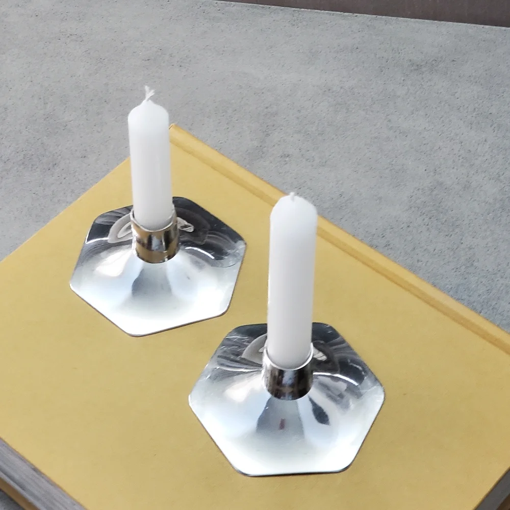 James R. Gagnon Signed Pewter Candle Holder Set, VINTAGE, Maker Featured Cartier